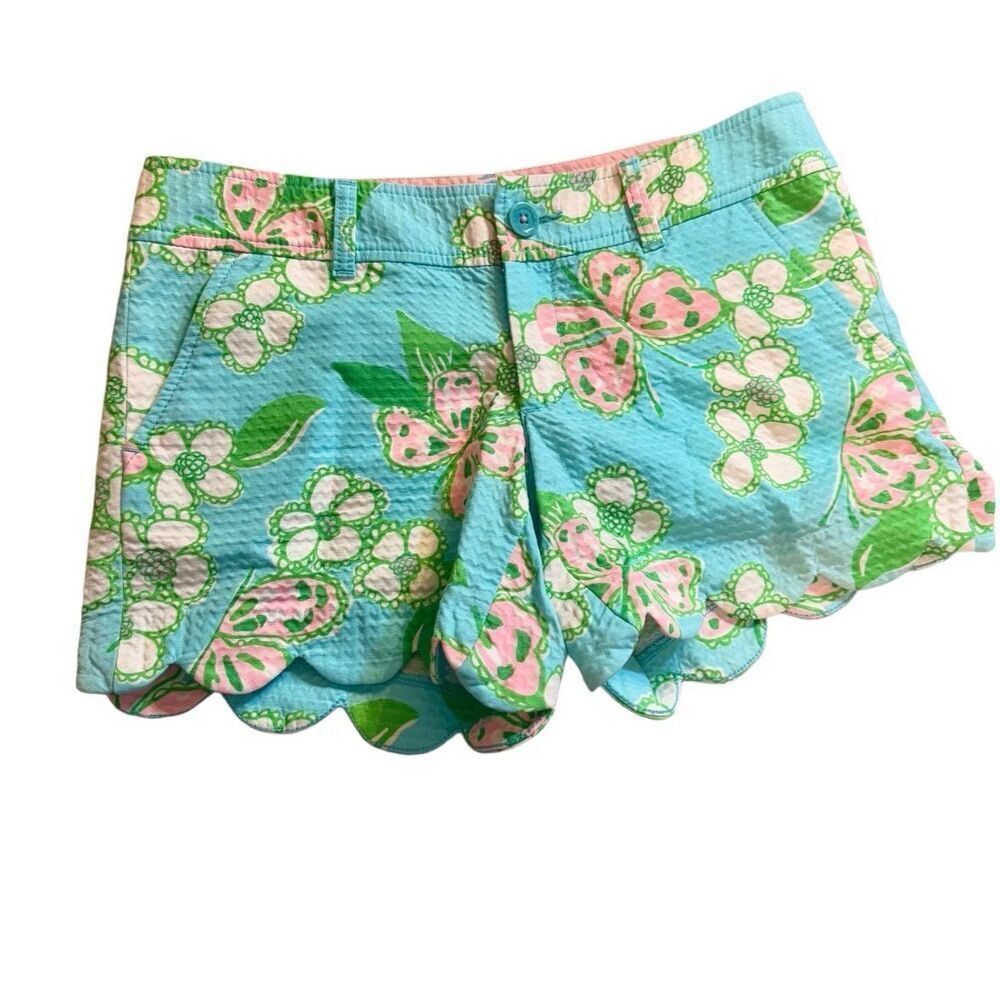 Lilly Pulitzer Tootie Shorely Blue Buttercup shorts‎ size 2 Flowers Butterflies
